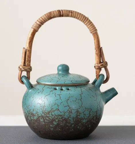 Harmony Hot Sale Wholesale Green Enameled Ancient Chinese Style Vintage Ceramic Restaurant Tea Pots