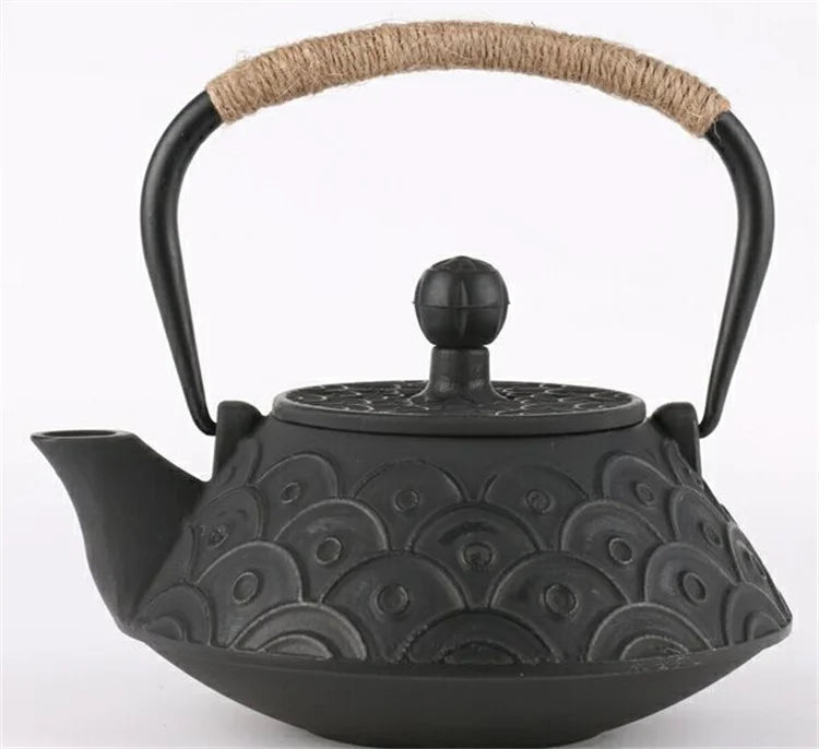 Harmony High Sale Kungfu tea set cast iron teapot 0.9L peony pattern iron kettle tea pot