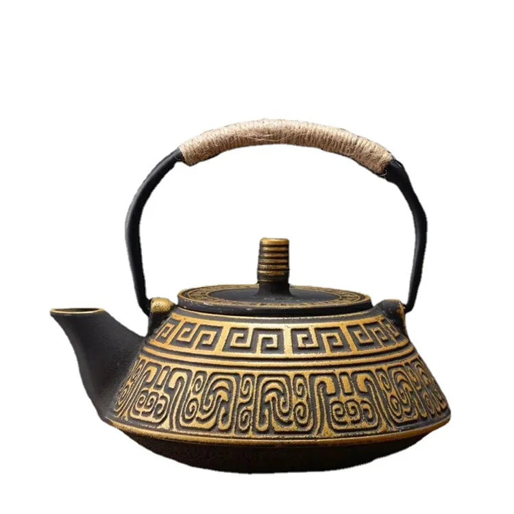 Harmony High Sale Kungfu tea set cast iron teapot 0.9L peony pattern iron kettle tea pot