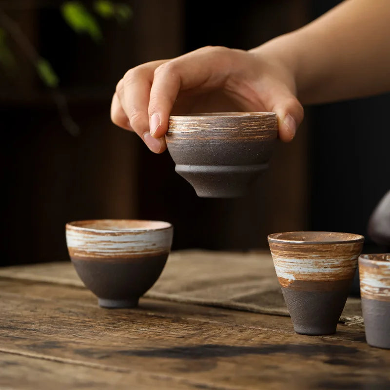 Harmony Factory Sale High Quality Reusable Eco-Friendly Creative Japanese Style Handmade Antique Ceramic Cup Tea Set