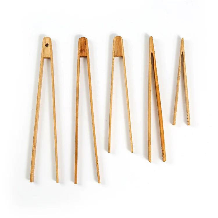 Harmony Hot Selling Natural Chinese Tea Tweezers Wooden Food Serving Tongs Set Food Bag Bamboo Tea Clip