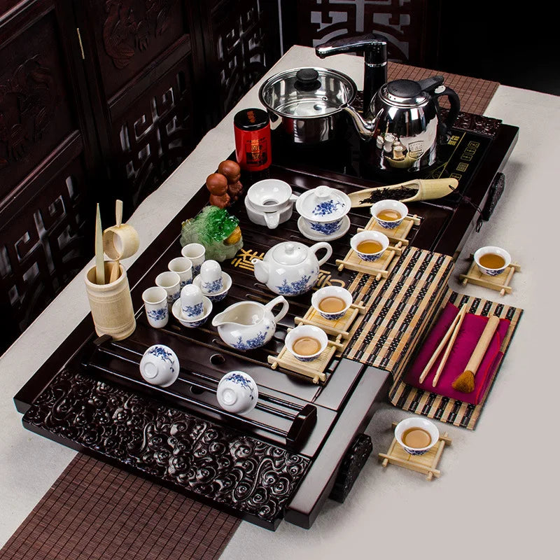 Popular Chinese kongfu tea tray Xiang Yun wooden tea board with all types of tea set