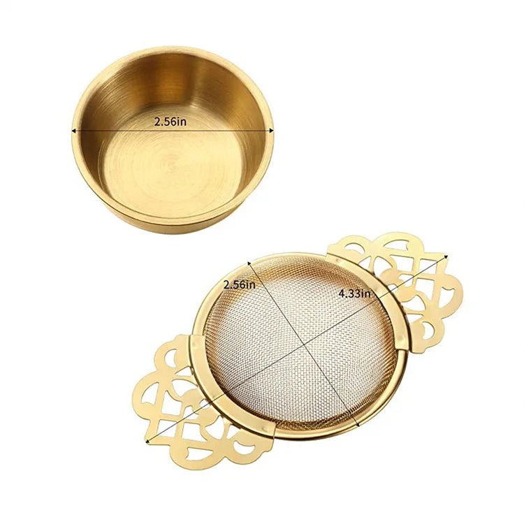 Harmony Hot Selling Stainless Steel Loose Leaf Gold and Silver Color Reusable Strainer With Handles Tea Infuser