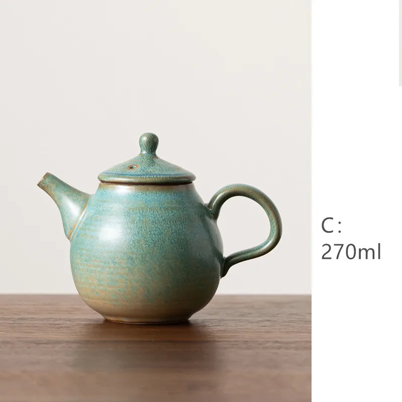 Harmony Hot Sale Wholesale Green Enameled Ancient Chinese Style Vintage Ceramic Restaurant Tea Pots