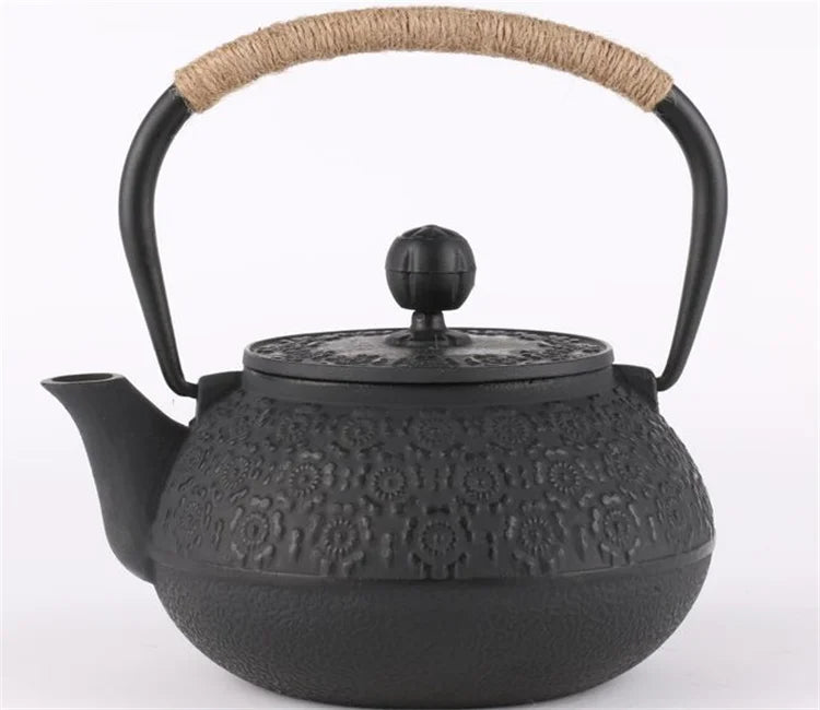 Harmony High Sale Kungfu tea set cast iron teapot 0.9L peony pattern iron kettle tea pot