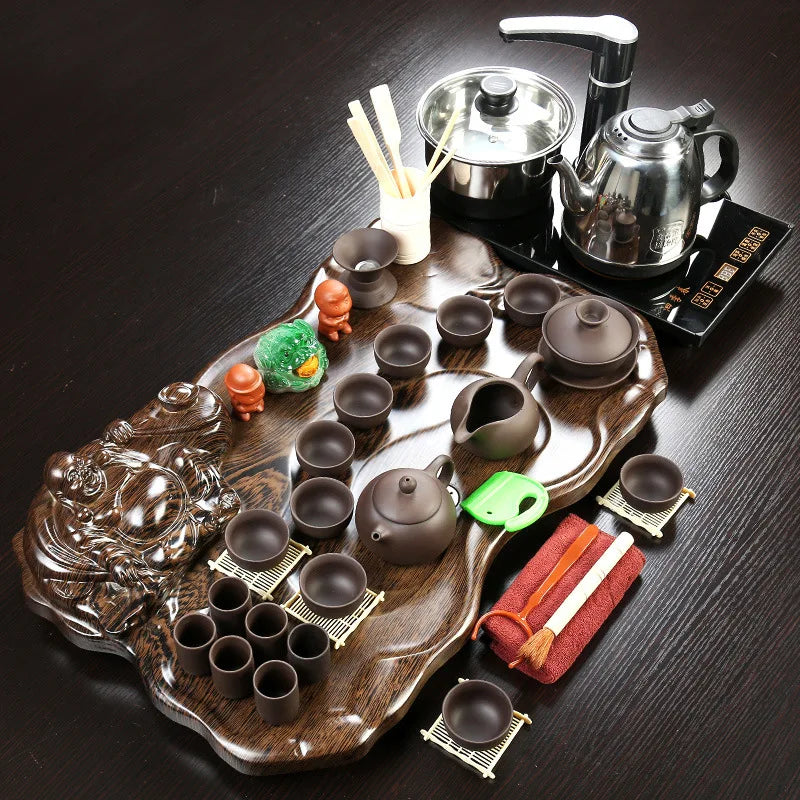 Hot selling Kongfu tea tray wooden tea table with all the tea sets good quality