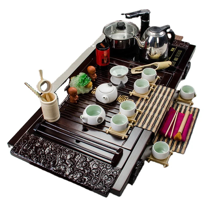 Popular Chinese kongfu tea tray Xiang Yun wooden tea board with all types of tea set