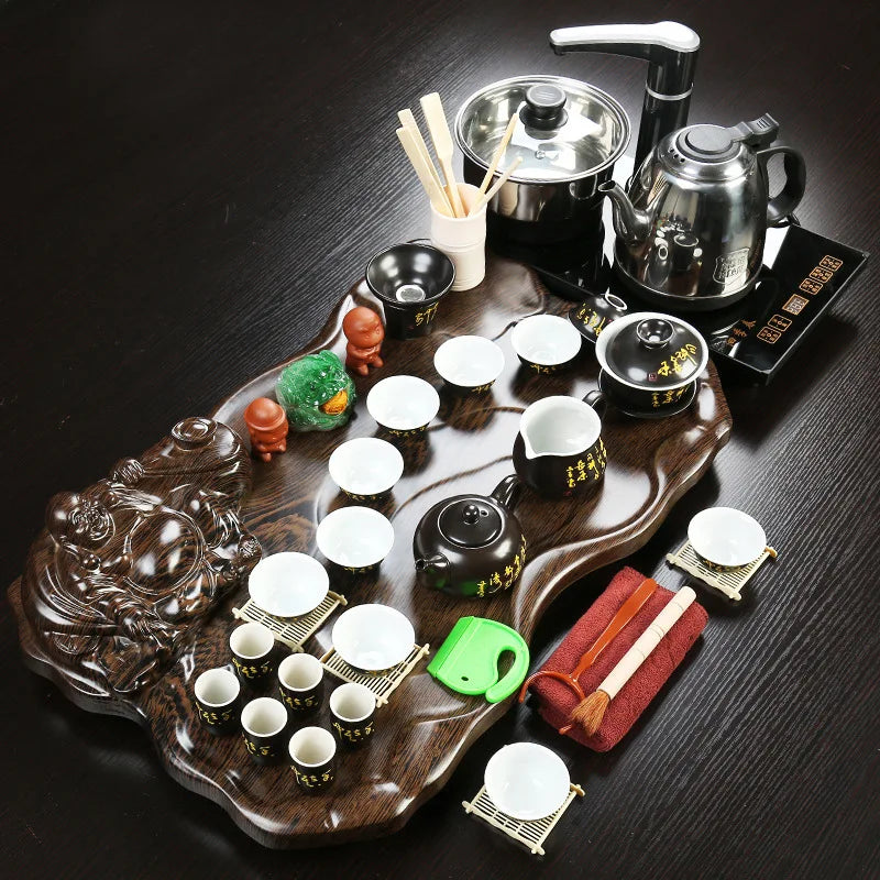 Hot selling Kongfu tea tray wooden tea table with all the tea sets good quality