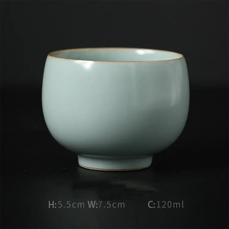 Harmony Wholesale Good Quality Handmade Crackle Ceramic Kung Fu Tea Bowl Set Ru Kiln Ru Porcelain Cup