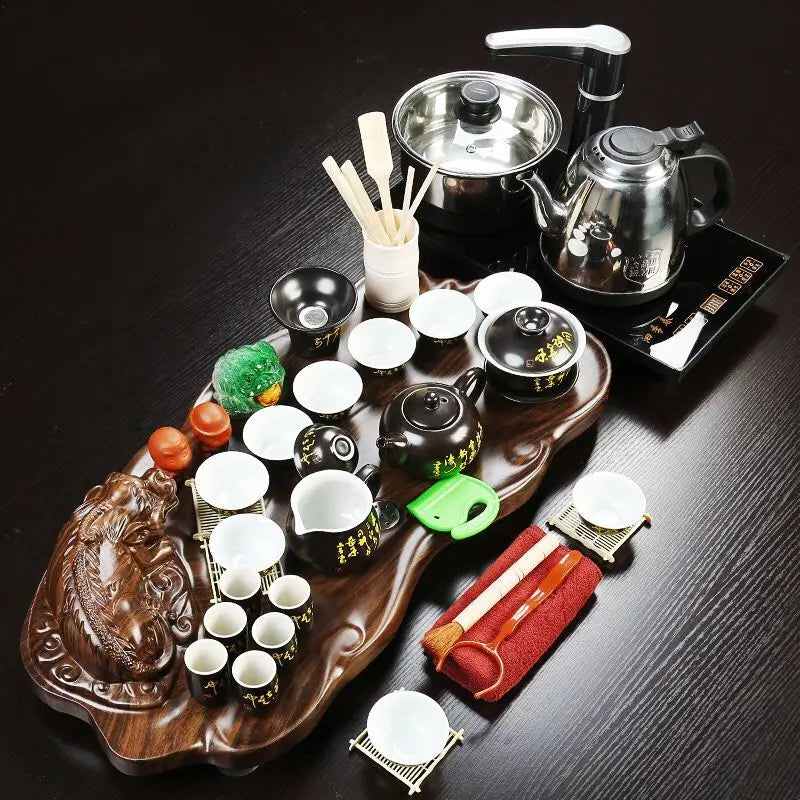 Best Selling Bamboo Gongfu Tea Table Serving Tray with tea set