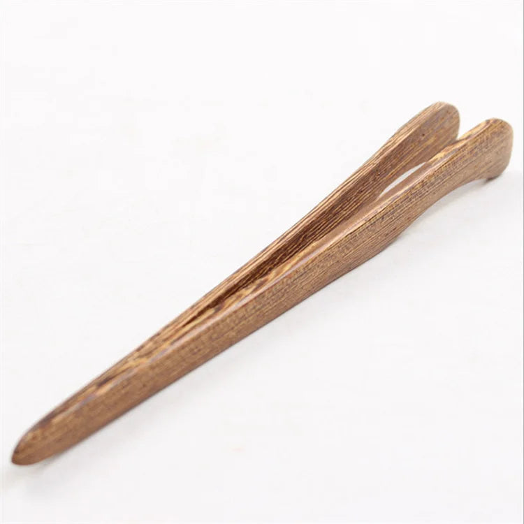 Harmony Hot Selling Natural Chinese Tea Tweezers Wooden Food Serving Tongs Set Food Bag Bamboo Tea Clip