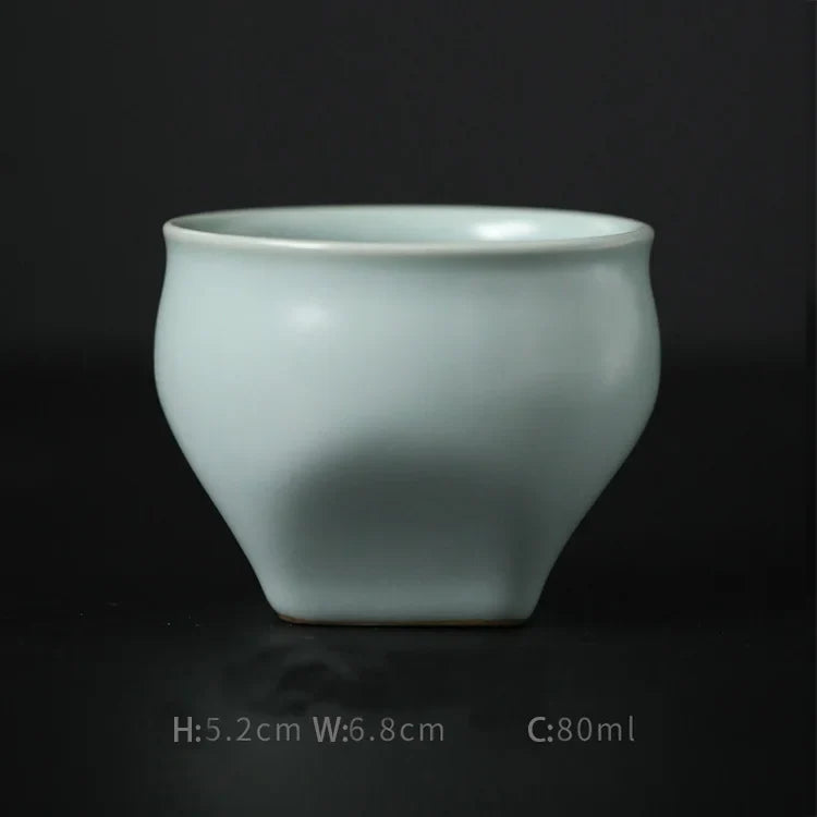 Harmony Wholesale Good Quality Handmade Crackle Ceramic Kung Fu Tea Bowl Set Ru Kiln Ru Porcelain Cup