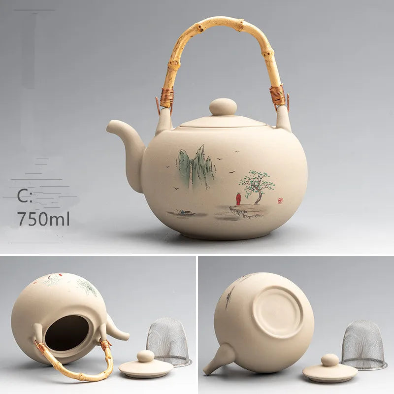 Harmony Top Sale Hand-painted Chinese Style Gift Box Simple Stoneware Clay Tea Pot Ceramic