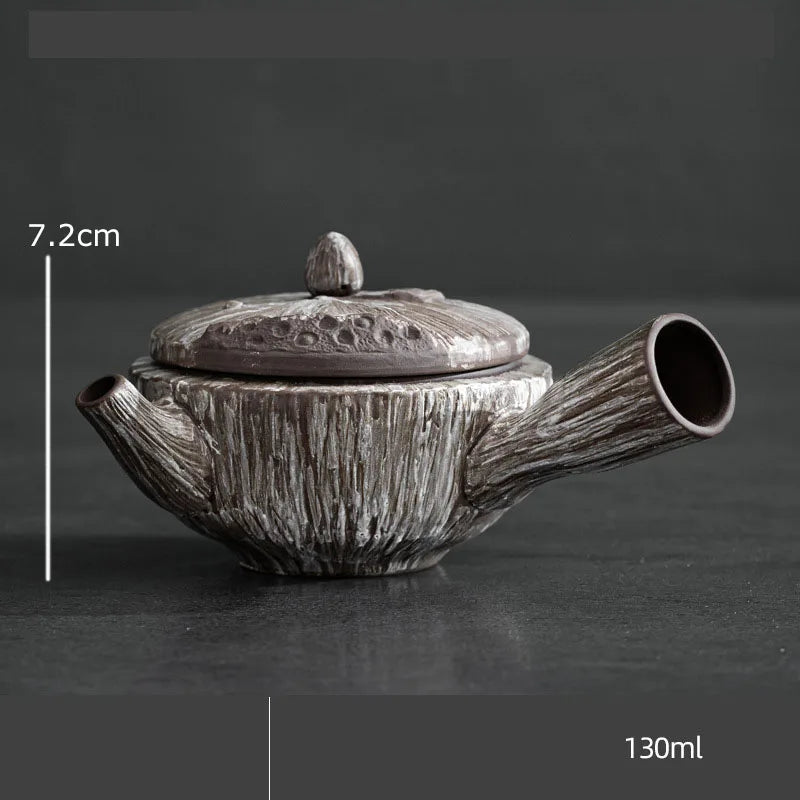 handmade ceramic black pottery powder primer household teacup Wholesale Teapot Tea Ware Chinese Antique Enamel lotus Teapot