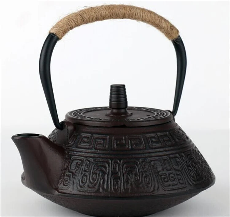 Harmony High Sale Kungfu tea set cast iron teapot 0.9L peony pattern iron kettle tea pot