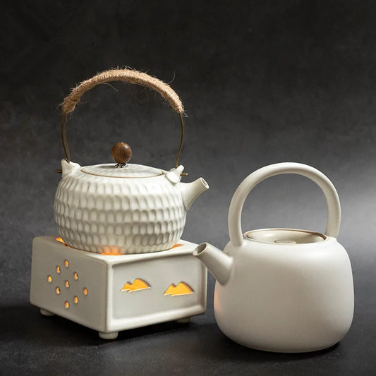 Harmony High Sale Heat-Resistant Chinese Antique Moon White Candle Fruit Tea Infuser Tea Pot