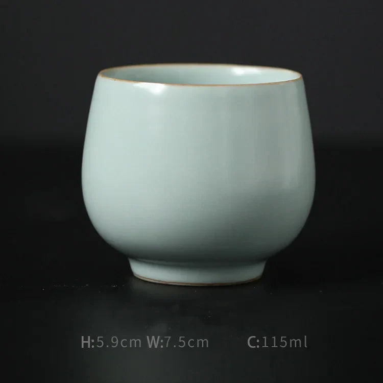 Harmony Wholesale Good Quality Handmade Crackle Ceramic Kung Fu Tea Bowl Set Ru Kiln Ru Porcelain Cup