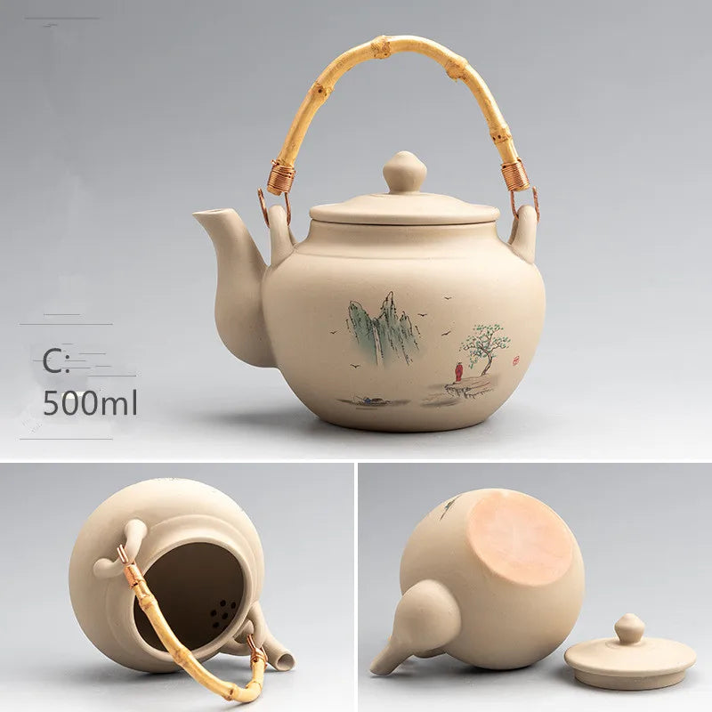 Harmony Top Sale Hand-painted Chinese Style Gift Box Simple Stoneware Clay Tea Pot Ceramic