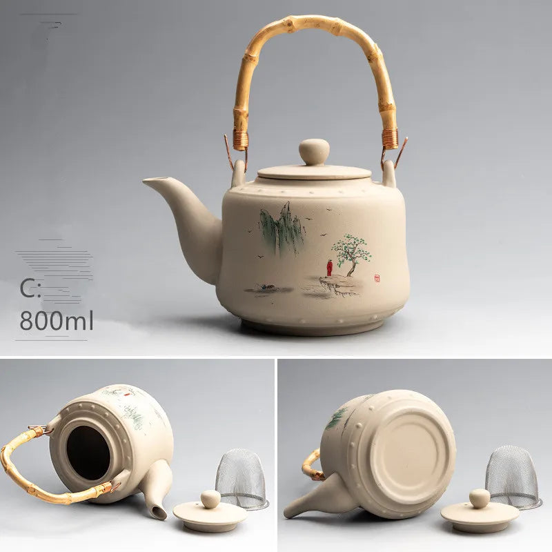 Harmony Top Sale Hand-painted Chinese Style Gift Box Simple Stoneware Clay Tea Pot Ceramic