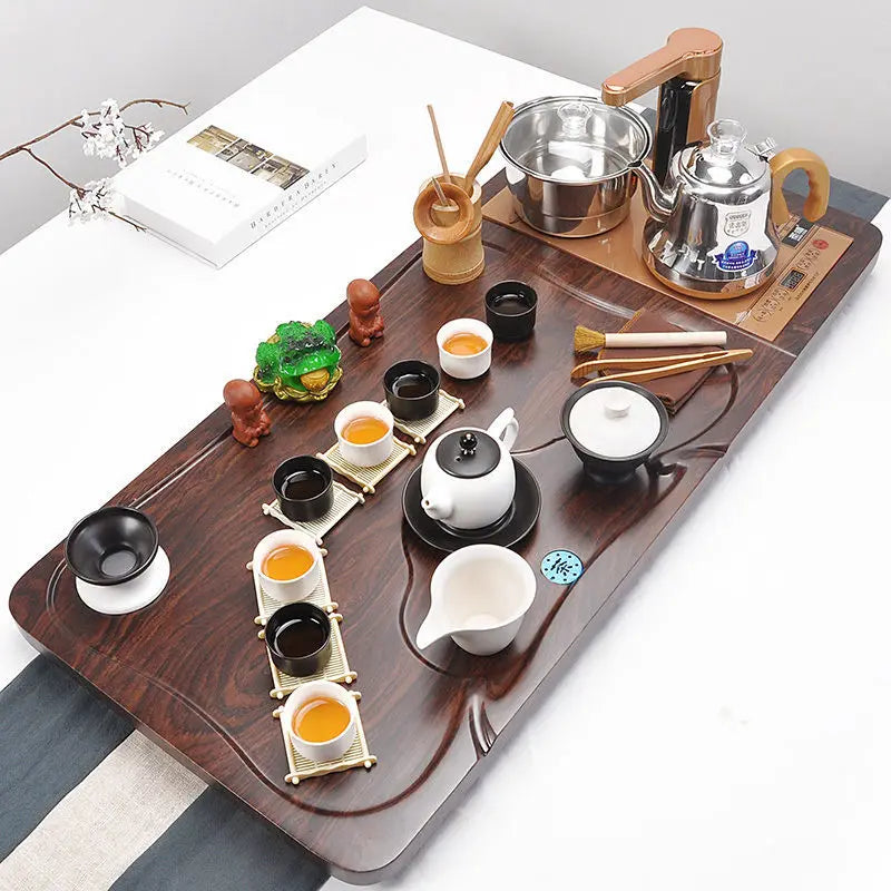 Hot sale wooden tea tray,full-automatic Kongfu tea set with  all  accessories for tea lovers