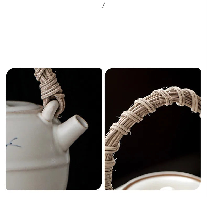 Harmony Chinese Traditional Elegant Floral Asian Handmade Custom Design White Tea Pot Heater